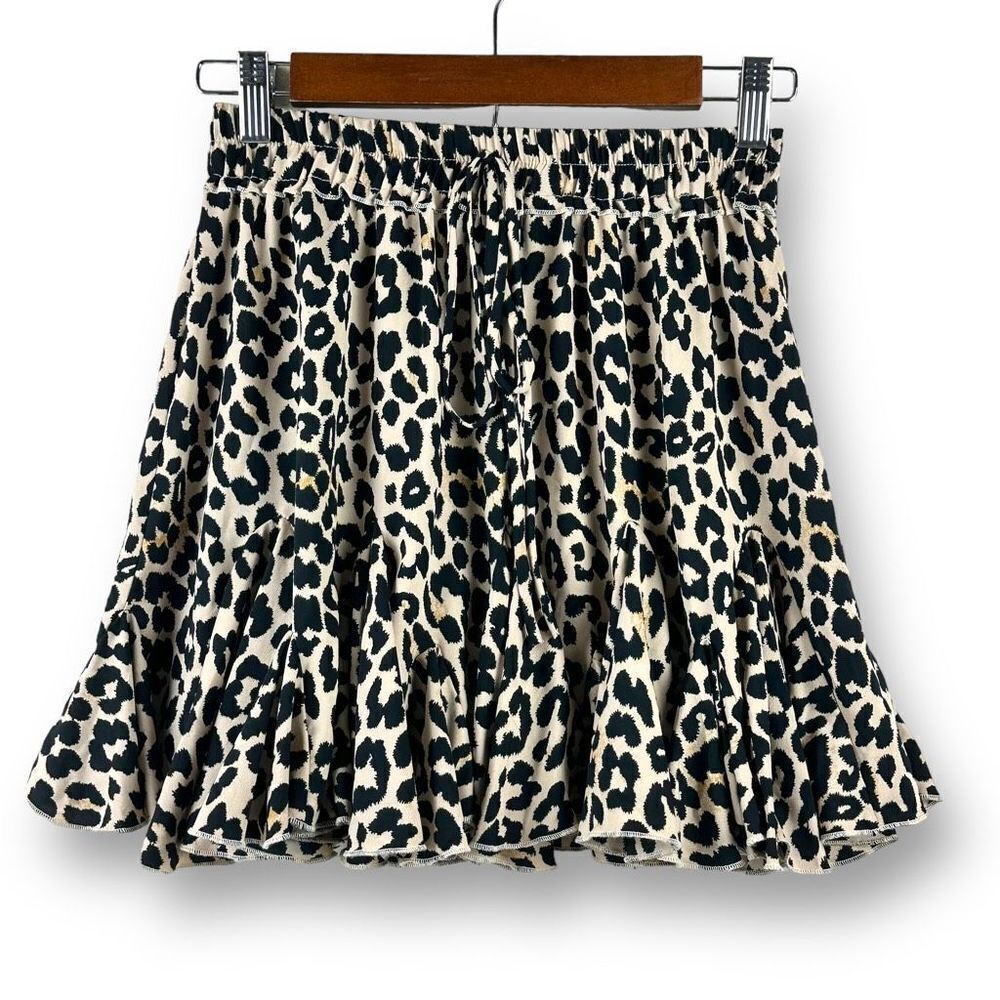 Aakaa leopard print ruffle skirt size S